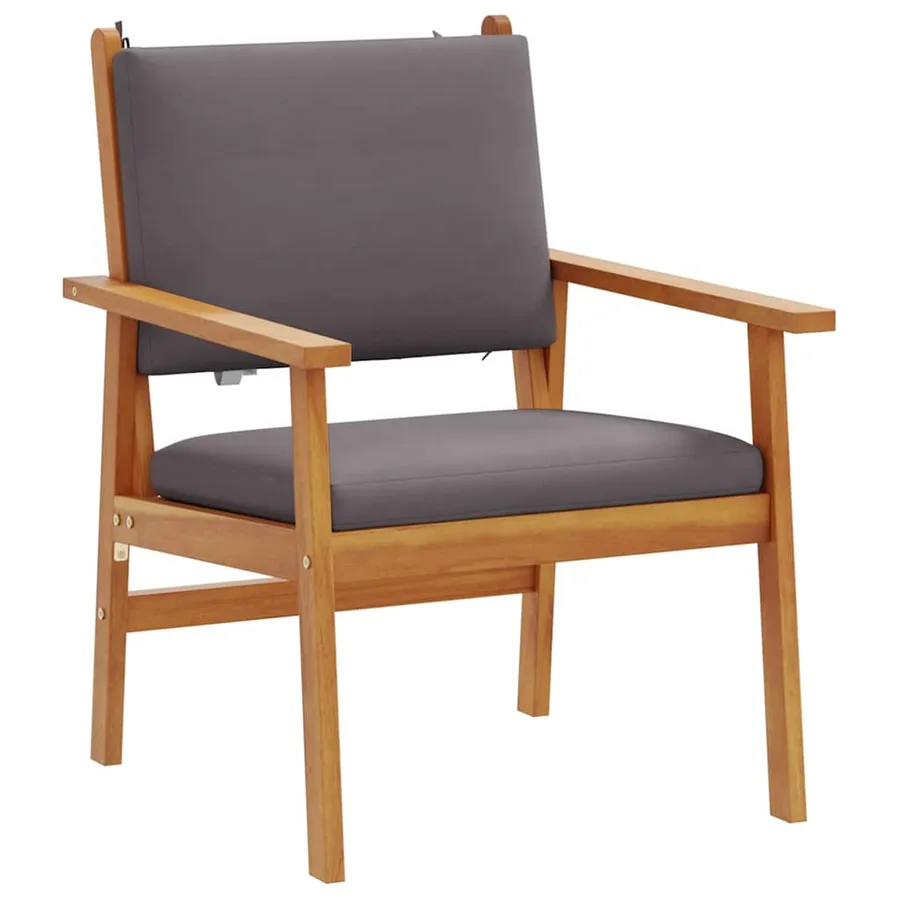 Chaise de jardin 2 pcs Anthracite Bois d'Acacia Massif - 4