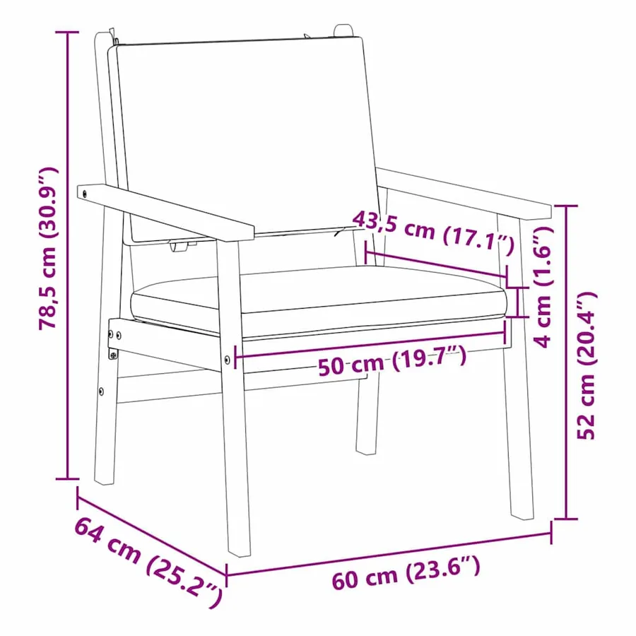 Chaise de jardin 2 pcs Anthracite Bois d'Acacia Massif - 9