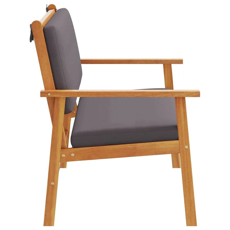 Banc de jardin avec coussin Anthracite Bois d'Acacia Massif - 3