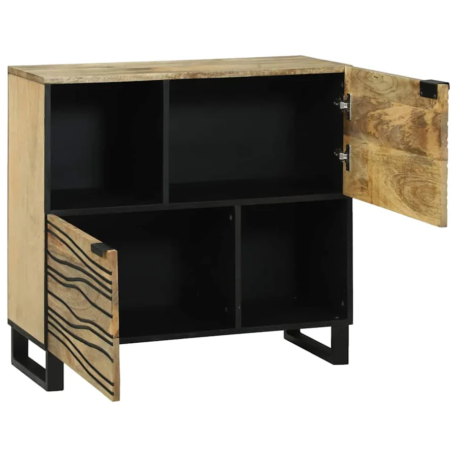 Buffet Marron 80 x 33 x 75 cm bois de manguier massif - 2