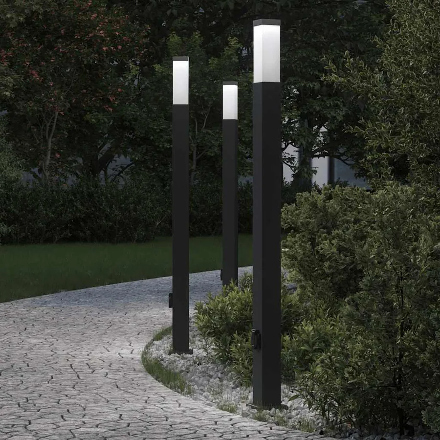 Borne lumineuse avec sortie lot de 3 110 cm noire IP44