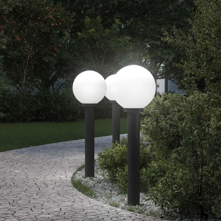 Borne lumineuse lot de 3 80 cm noire IP44