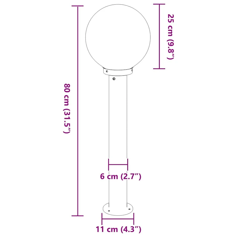 Borne lumineuse lot de 3 80 cm noire IP44 - 8