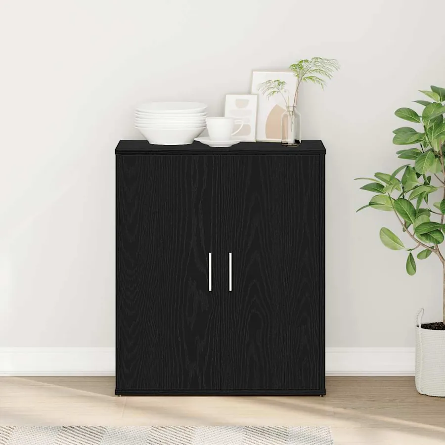 Buffet en chêne noir 60x31x70 cm bois d'ingénierie