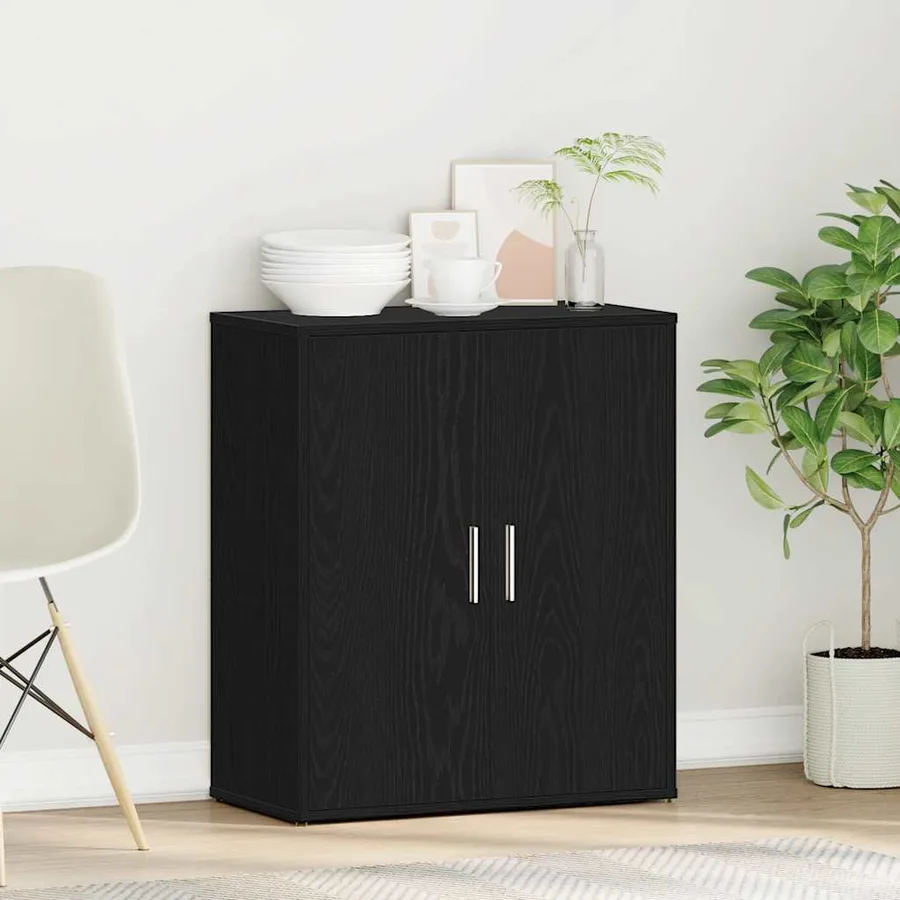 Buffet en chêne noir 60x31x70 cm bois d'ingénierie - 3