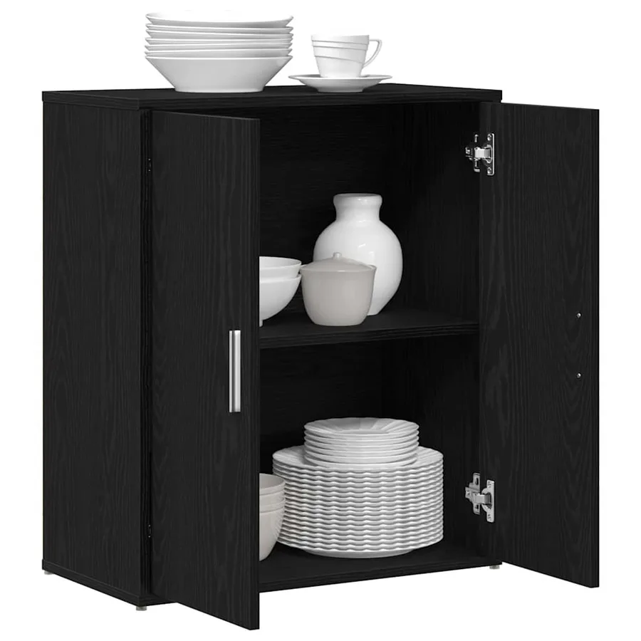 Buffet en chêne noir 60x31x70 cm bois d'ingénierie - 4