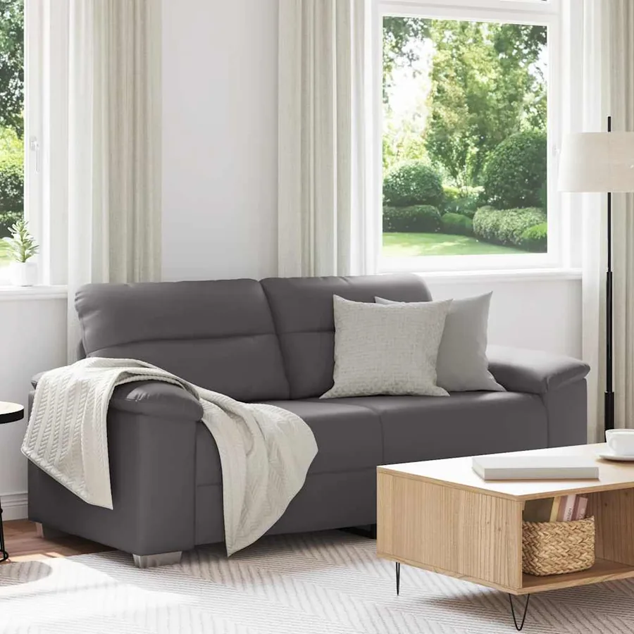 Canapé 2 places gris 180x81x84 cm en similicuir