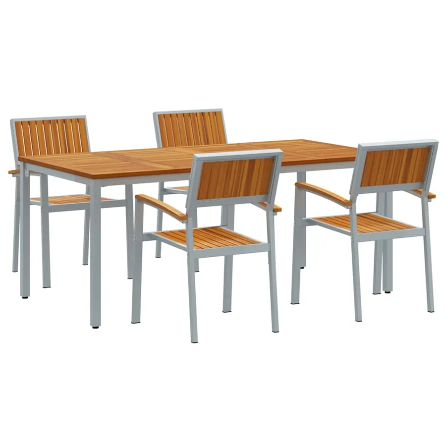 Ensemble de salle à manger pour jardin 5 pcs Gris - 2