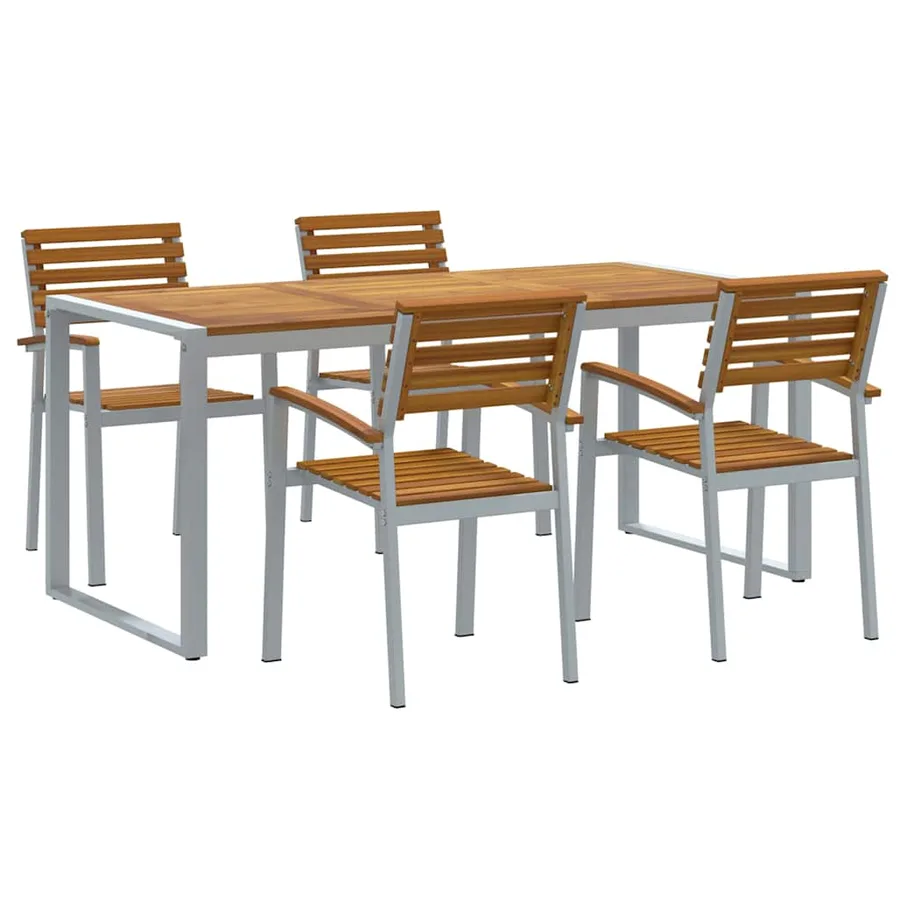 Ensemble de salle à manger pour jardin 5 pcs Gris - 2