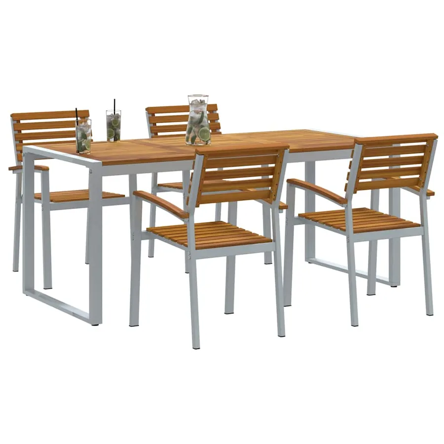 Ensemble de salle à manger pour jardin 5 pcs Gris - 3
