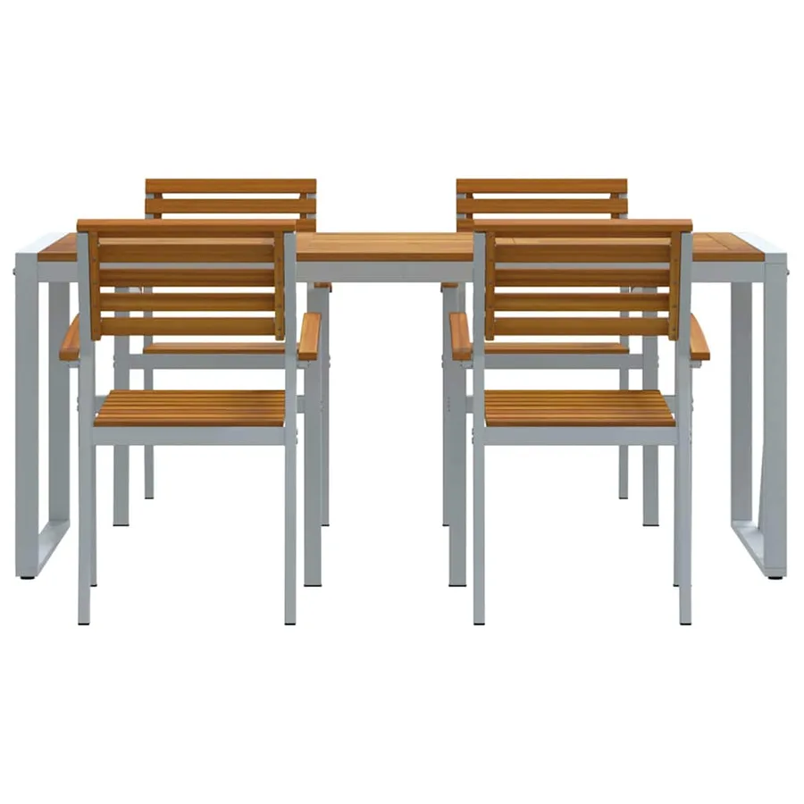 Ensemble de salle à manger pour jardin 5 pcs Gris - 7