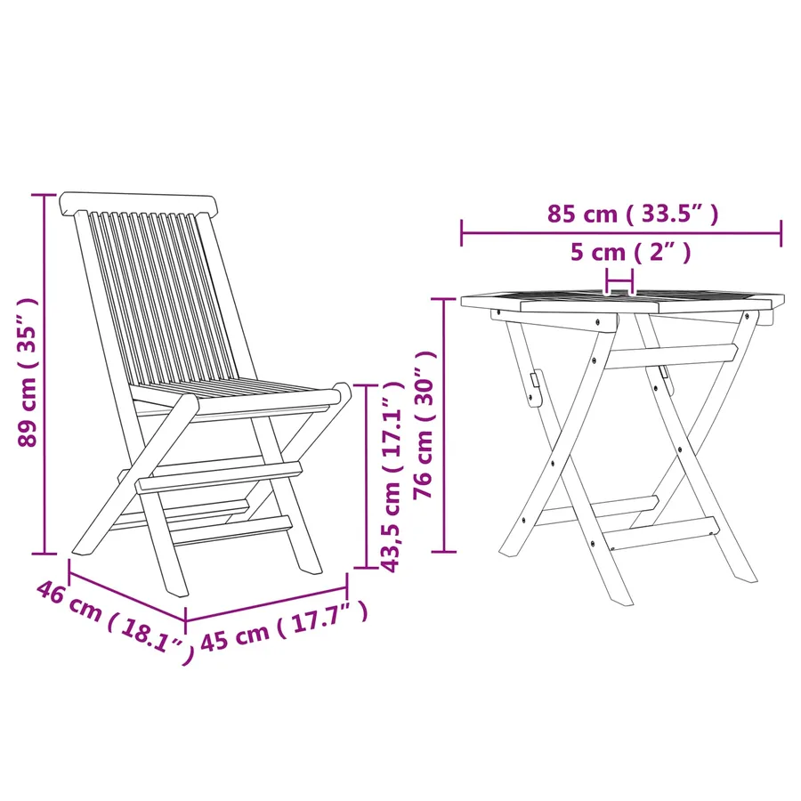 Ensemble de salle à manger pour jardin 3 pcs Marron - 12