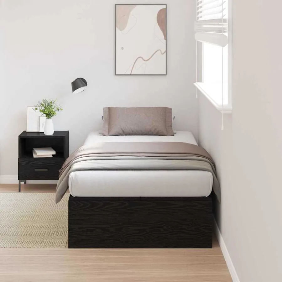 Cadre de lit avec rangement Chêne noir 70 x 190 cm