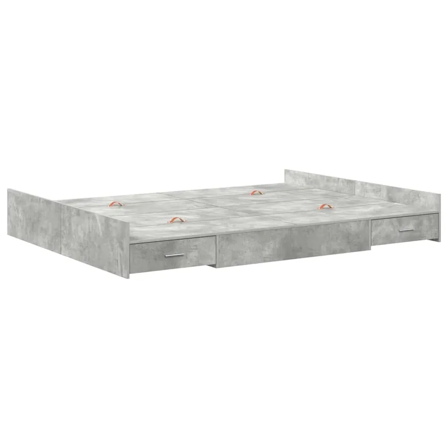 Cadre de lit avec rangement avec tiroir Gris béton 140 x 190 cm - 7