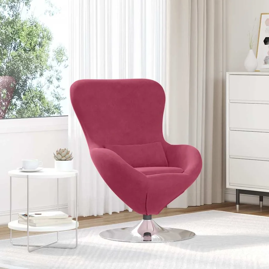 Fauteuil œuf Bordeaux Velours