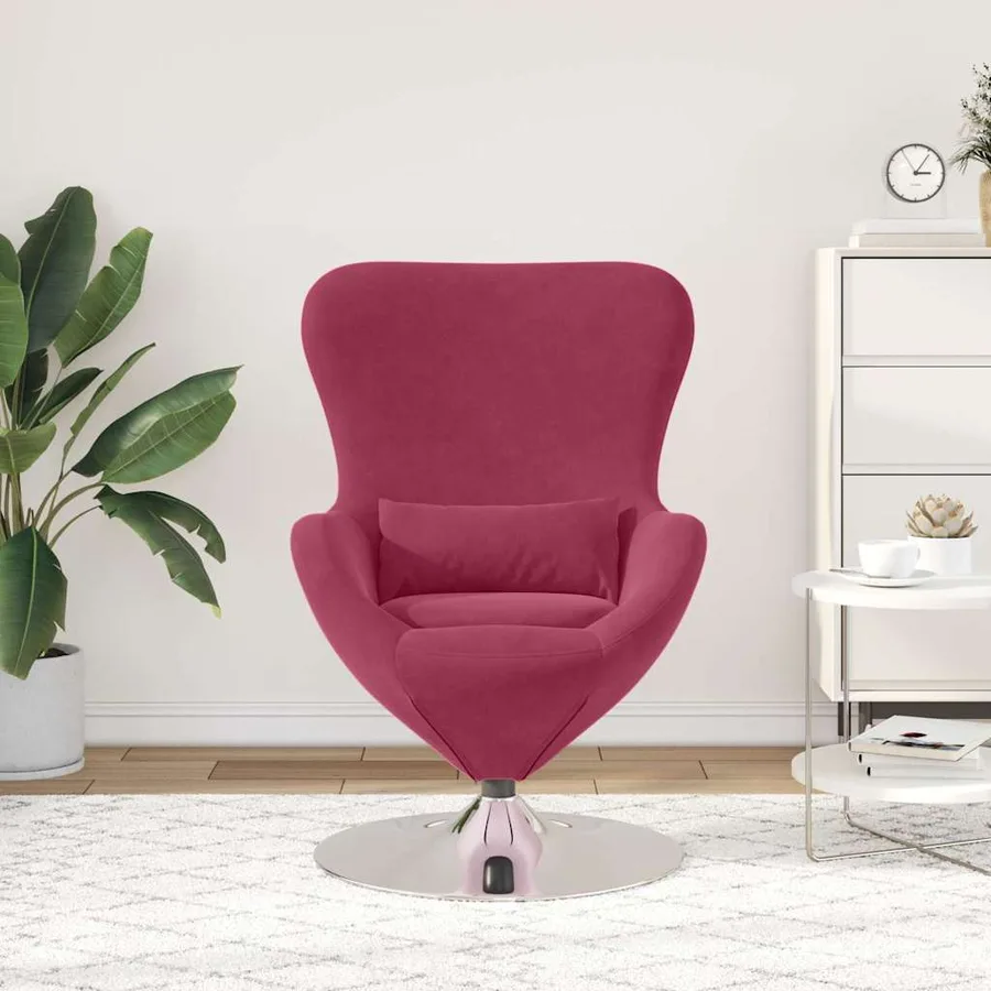Fauteuil œuf Bordeaux Velours - 3