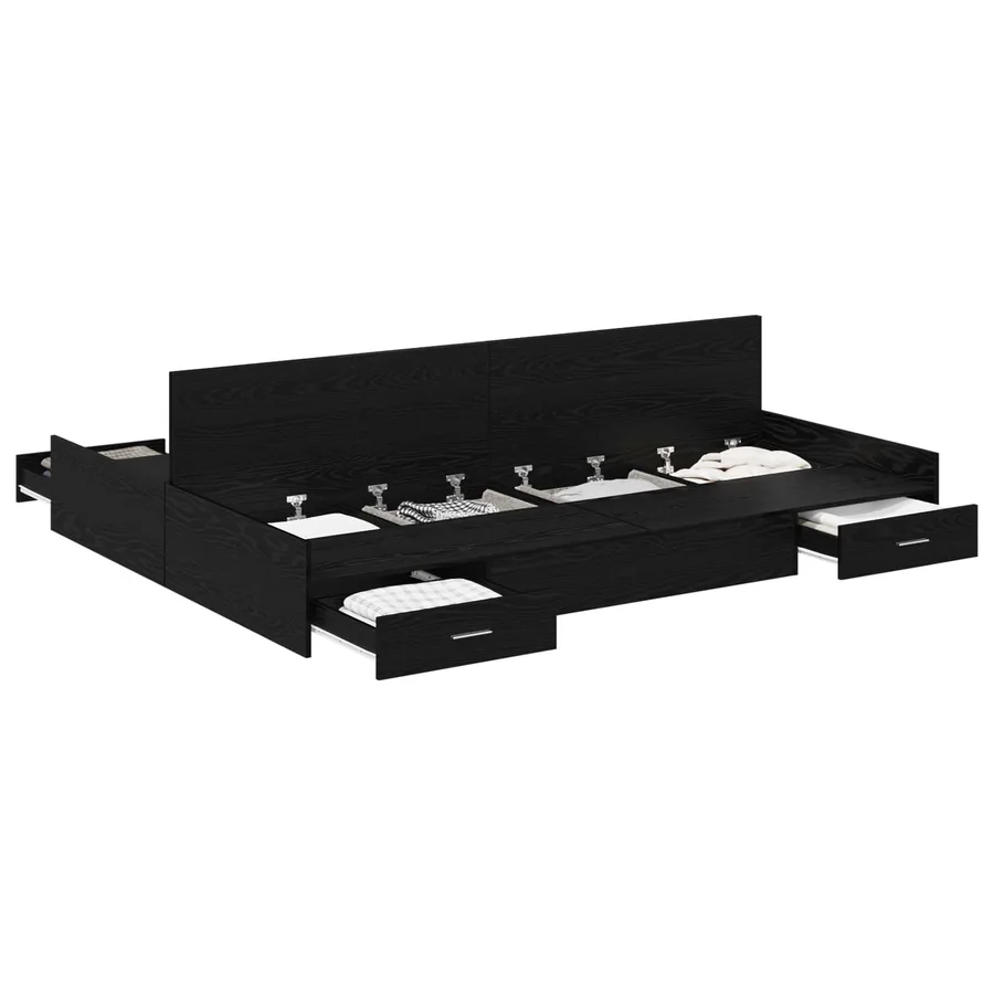 Cadre de lit avec rangement avec tiroir Chêne noir 140 x 190 cm - 2