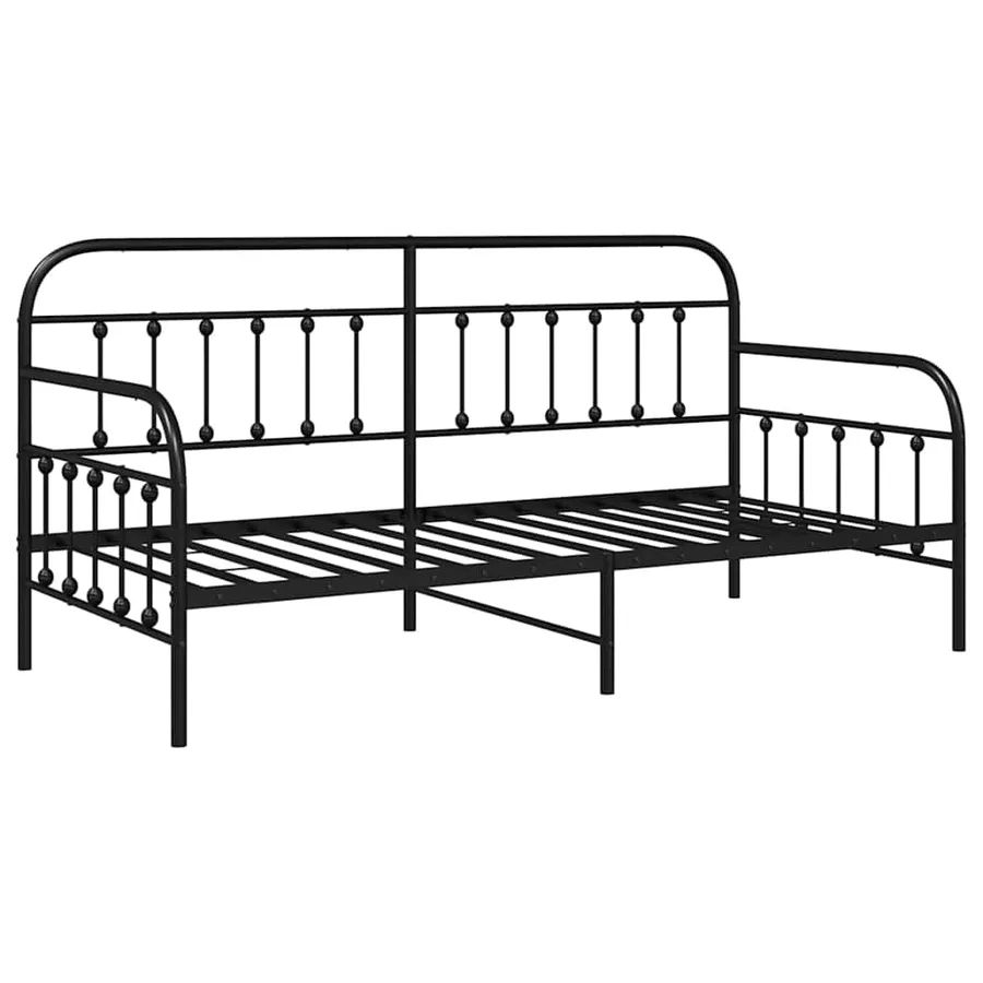 Cadre de lit de jour Noir 90 x 200 cm Acier enduit de poudre - 4
