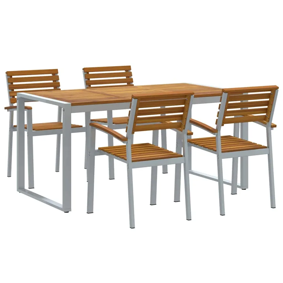 Ensemble de salle à manger pour jardin 5 pcs Gris - 2
