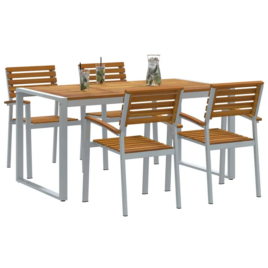 Ensemble de salle à manger pour jardin 5 pcs Gris - 3