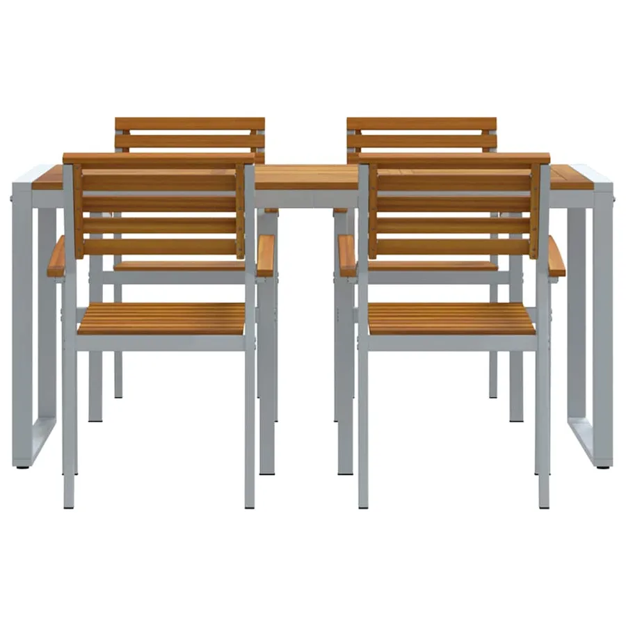 Ensemble de salle à manger pour jardin 5 pcs Gris - 7