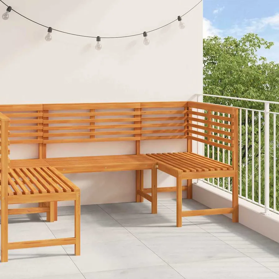Ensemble de banc de jardin 3 pcs Marron Bois d'Acacia Massif