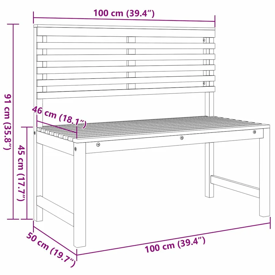 Ensemble de banc de jardin 3 pcs Marron Bois d'Acacia Massif - 11