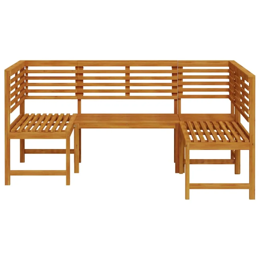 Ensemble de banc de jardin 3 pcs Marron Bois d'Acacia Massif - 7