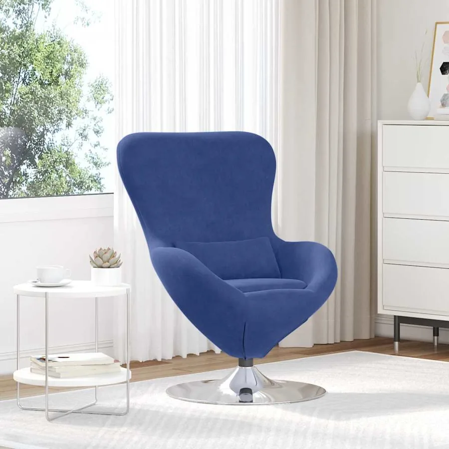 Fauteuil œuf Bleu police Velours
