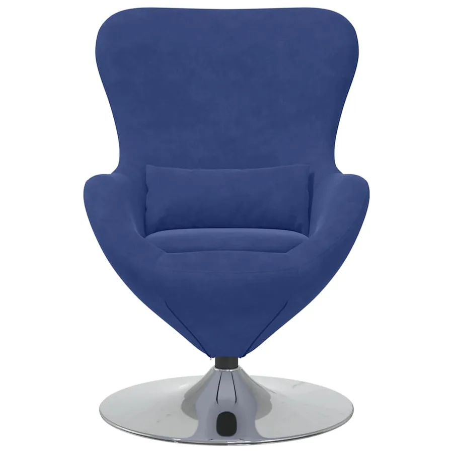 Fauteuil œuf Bleu police Velours - 4