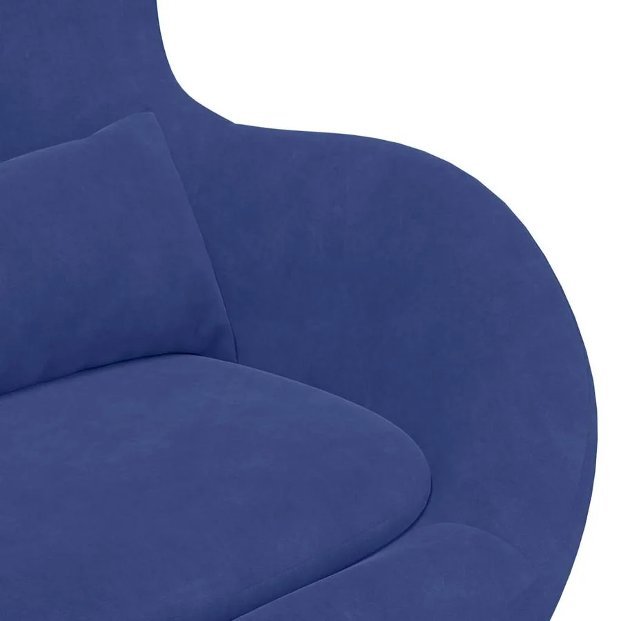 Fauteuil œuf Bleu police Velours - 7
