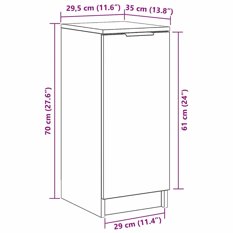 Cabinet à chaussures avec étagère Chêne noir 29,5 x 35 x 70 cm - 13