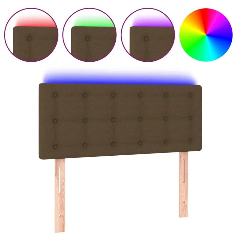 Tête de lit à LED Marron Foncé 100x5x78/88 cm Tissu - 2