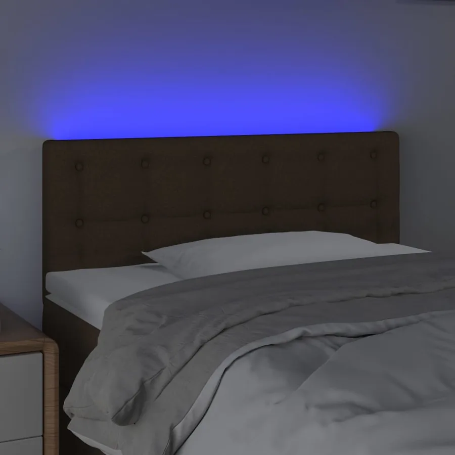 Tête de lit à LED Marron Foncé 100x5x78/88 cm Tissu - 3