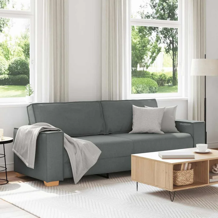 Canapé 3 places Gris foncé 220x78x84 cm Tissu