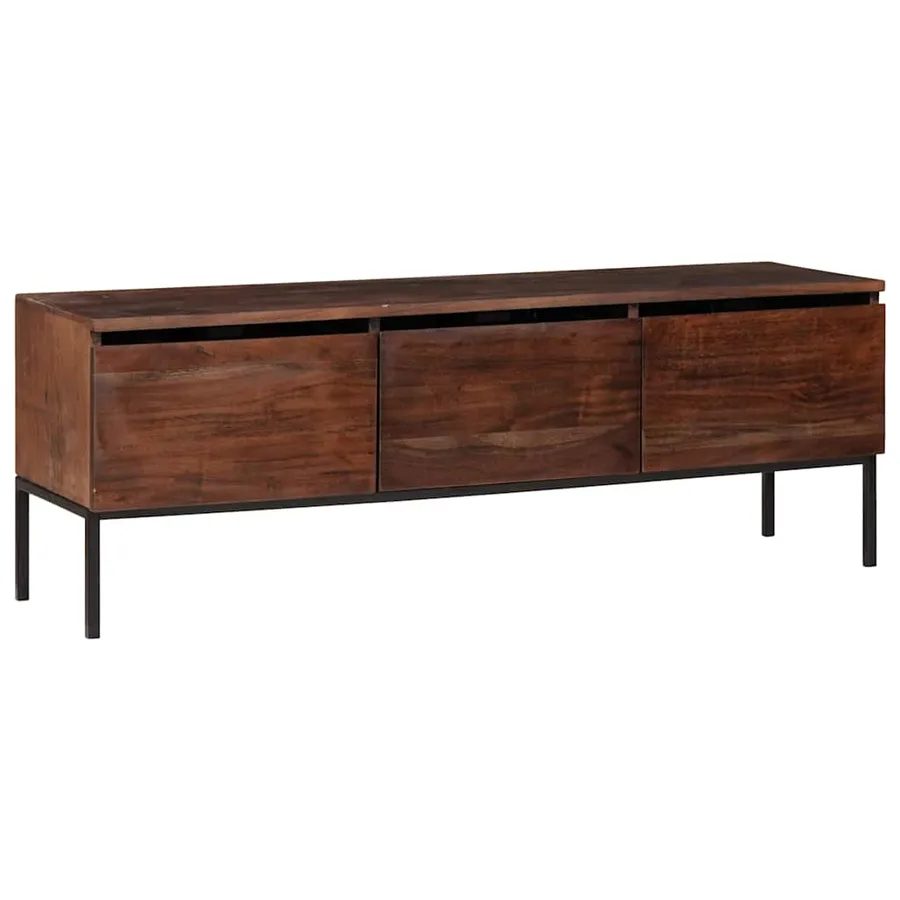 Meuble TV marron miel 110 x 30 x 36 cm Bois d'acacia massif - 3