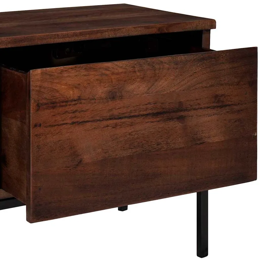 Meuble TV marron miel 110 x 30 x 36 cm Bois d'acacia massif - 9