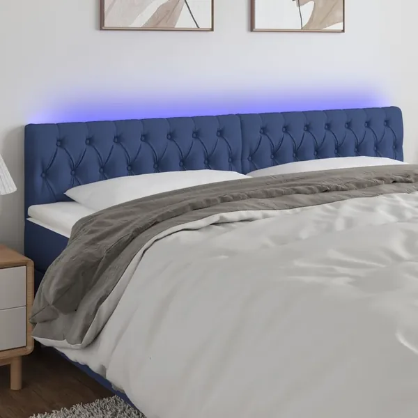 Tête de lit à LED Bleu 200x7x78/88 cm Tissu