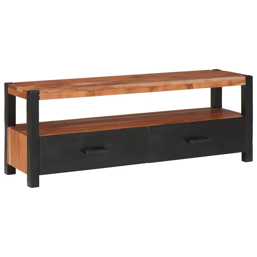 Meuble multimédia Marron 110 x 30 x 40 cm Bois d'Acacia Massif - 3