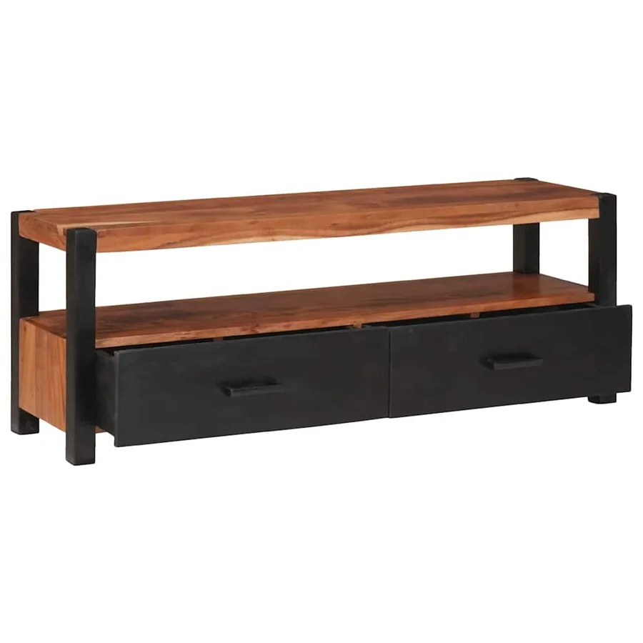 Meuble multimédia Marron 110 x 30 x 40 cm Bois d'Acacia Massif - 4