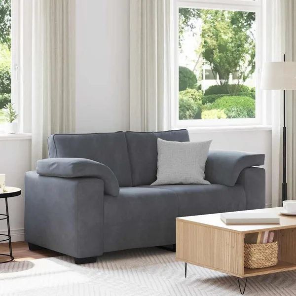 Canapé causeuse gris foncé 160x77x82 cm velours