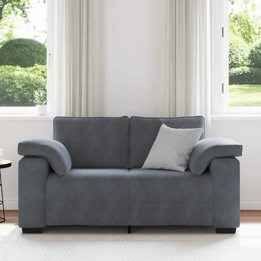 Canapé causeuse gris foncé 160x77x82 cm velours - 3