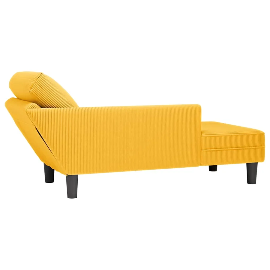 Chaise longue avec coussin jaune clair tissu en velours côtelé - 6