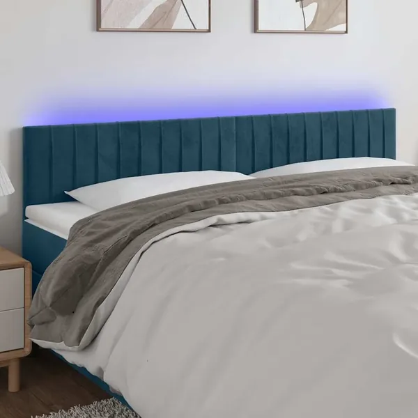 Tête de lit à LED Bleu foncé 200x5x78/88 cm Velours