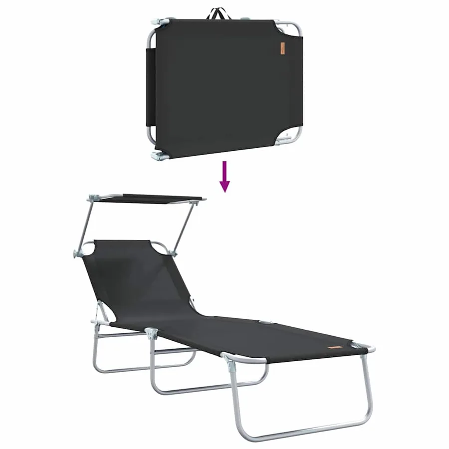 Transat 2 pcs Noir 58 x 188 x 77cm Polyester - 11