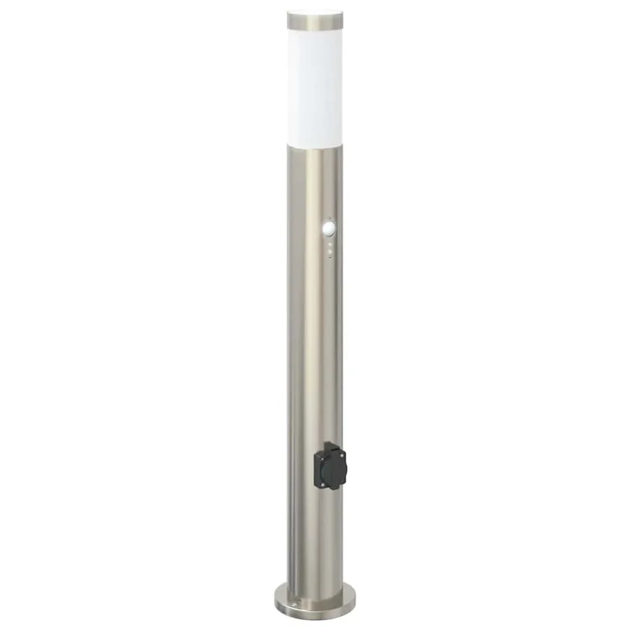 Bornes lumineuses avec détecteur et prise lot de 3 80 cm acier inoxydable IP44 - 4