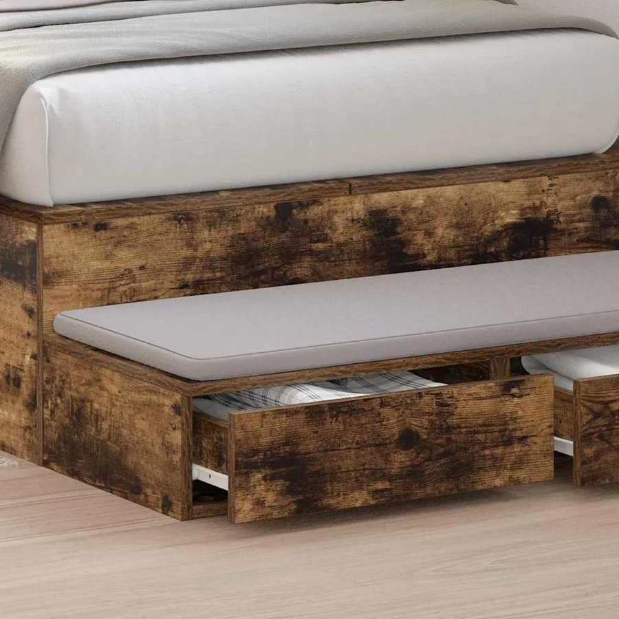 Tiroirs de lit Chêne fumé 90 x 36,5 x 16,5 cm Bois d'ingénierie - 4