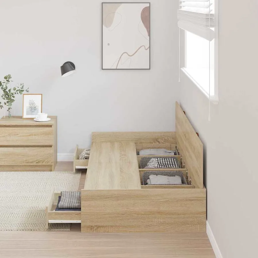 Cadre de lit Chêne Sonoma 75 x 190 cm Bois d'ingénierie - 3