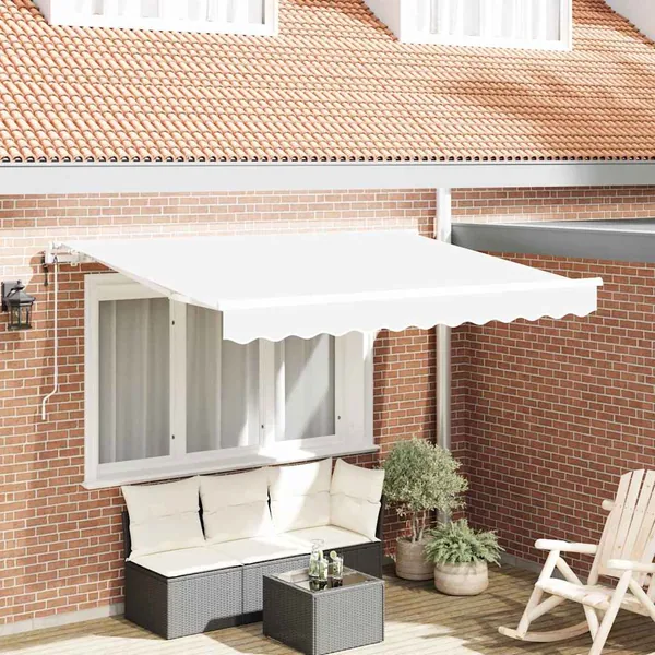 Auvent Rétractable Blanc 350 x 200 cm tissu