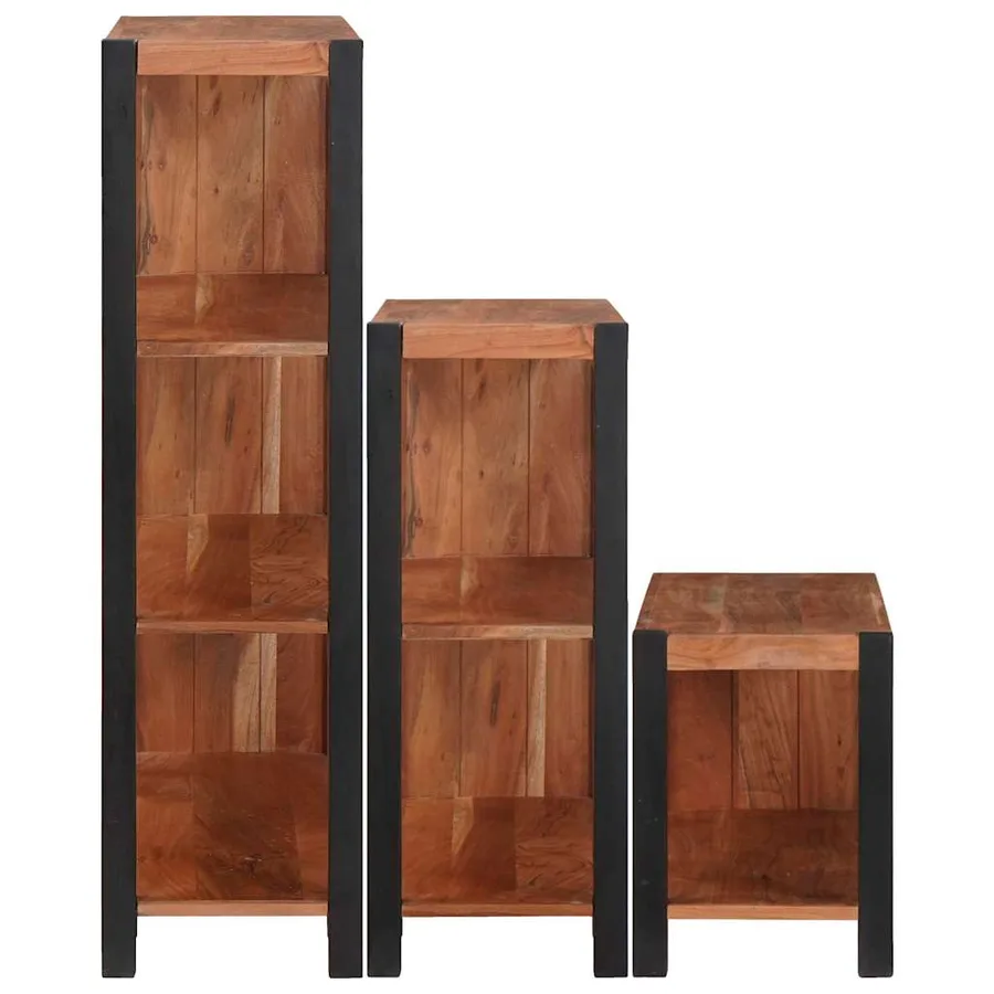 Étagère 3 pcs Marron 80 x 30 x 110 cm Bois d'Acacia Massif - 5
